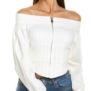 White Off Shoulder Zipper Front Top